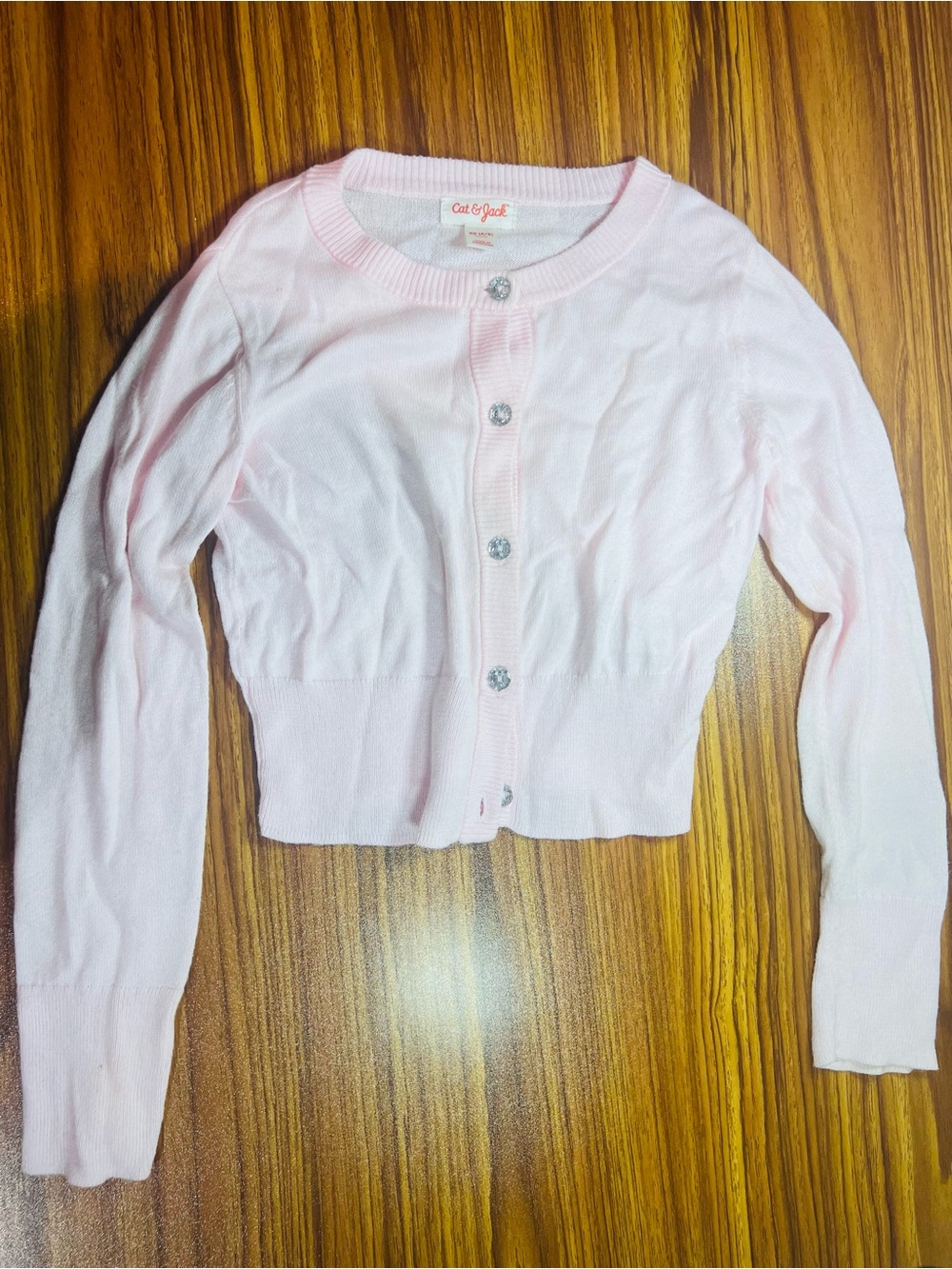Cat & Jack Light Pink Cropped Cardigan with Rhinestone Buttons